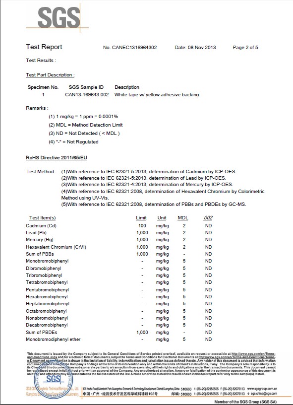 POLYIMIDE LABEL SGS